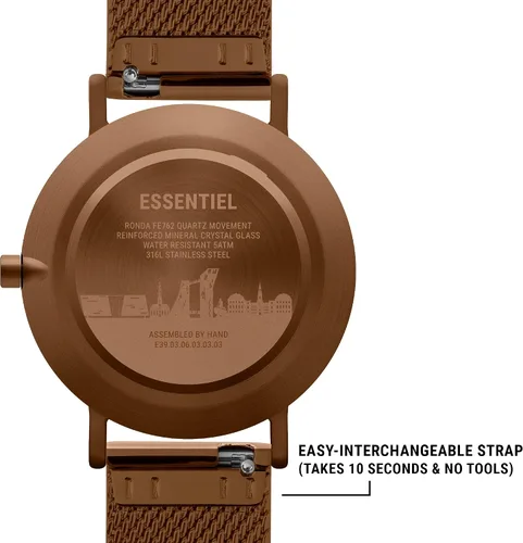 Vista 4 de Larsen & Eriksen Essentiel Reloj de pulsera analógico minimalista de cuarzo 1.535in Resistencia al agua 5 ATM Diseño danés Ensamblado a mano