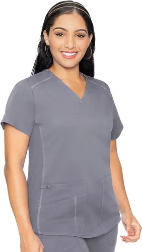 Vista 12 de Med Couture Touch - Camisa médica con cuello en V para mujer Sorbete de albaricoque