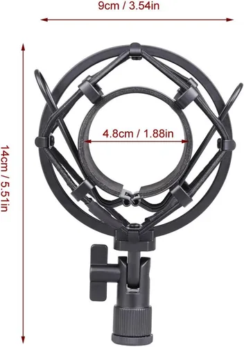 Vista 6 de Montaje universal de impacto para micrófono, 50 mm, para micrófono condensador de 48 mm a 54 mm, por Koolertron, Negro