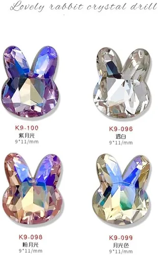 Vista 2 de 16 dijes 3D de conejo de Pascua para uñas, cristales de conejo, diamantes de imitación, gemas de diamantes de imitación para diseño de uñas