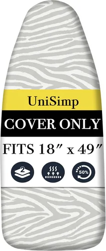 Vista 37 de UniSimp Funda y almohadilla para tabla de planchar de 15 x 54 pulgadas, algodón natural extra grueso, acolchado resistente a las manchas y a