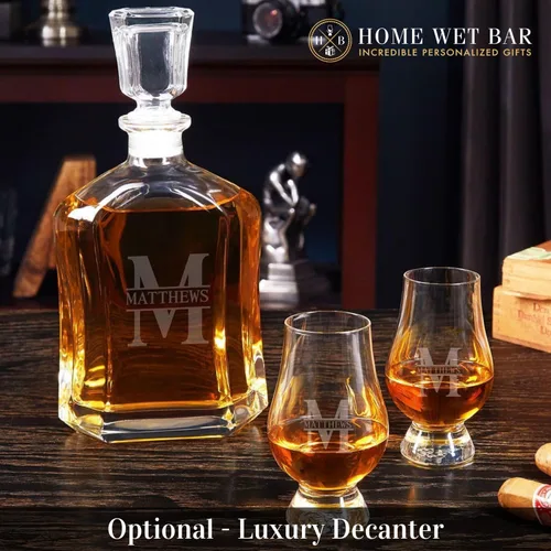 Vista 5 de Vaso de whisky Glencairn personalizado - Vasos personalizados grabados con láser por Home Wet Bar Vasos perfectos para el conocedor actual