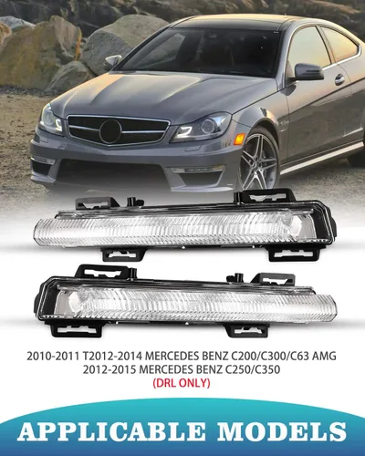 Vista 2 de 1 par de luces LED de conducción diurna DRL para la izquierda y derecha, lámpara antiniebla compatible con Mercedes Benz W204 W212 C-Class E-Class