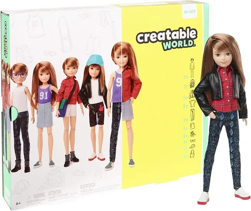 Vista 6 de Creatable World Deluxe - Kit de personajes personalizable, pelo liso negro