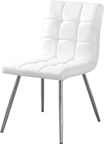 Vista 6 de Monarch Specialties Silla de comedor de 2 piezas, 2 piezas, 39 pulgadas de alto, aspecto de piel gris, cromo, 17.25 pulgadas de largo x 20.25
