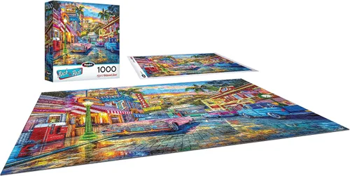 Vista 3 de RoseArt - Volver al pasado - 1950'S Hollywood Street - Rompecabezas de 1000 piezas para adultos