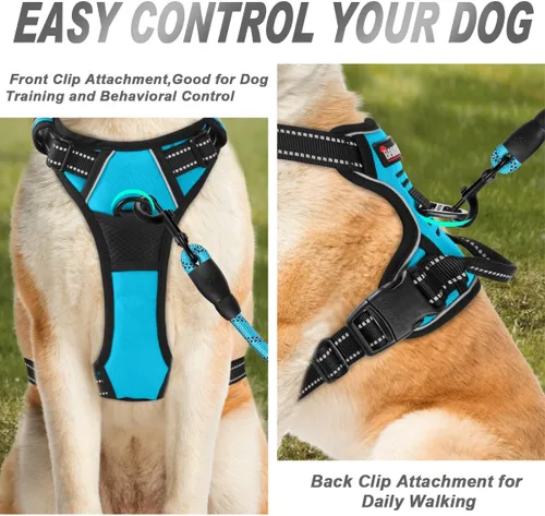 Vista 116 de BARKBAY - Arnés para perro sin tirones con clip frontal, material resistente y reflectante, asa de fácil control para pasear perros grandes