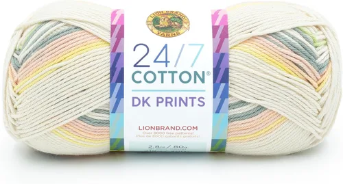 Vista 7 de Lion Brand Yarn Estampados DK de algodón 24/7, hilo para tejer, ganchillo y manualidades, azul, paquete de 1 Cotton Yarn for Knitting, Crochet