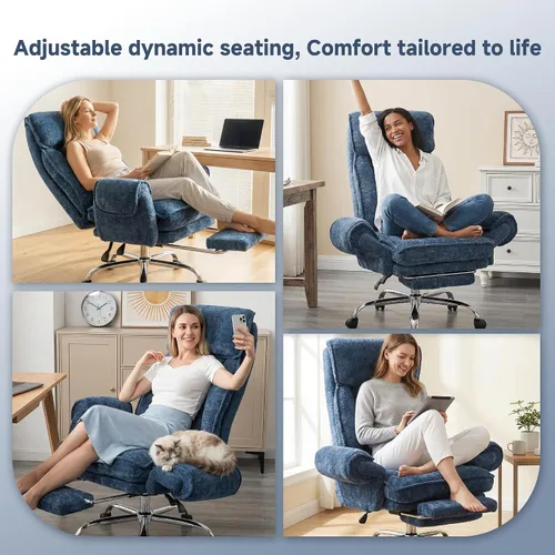 Vista 5 de Silla de oficina entrecruzada, silla de computadora de escritorio Cloud con reposabrazos y reposacabezas ajustables de 5 posiciones para mascotas