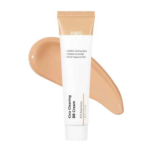 Vista 12 de PURITO Crema BB Cica Clearing #13 Marfil Neutral 1 fl.oz / 30ml, crema BB vegana, base de maquillaje, libre de crueldad