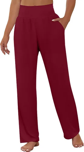 Vista 2 de Neer 2 piezas de pantalones deportivos de yoga de pierna ancha para mujer, pantalones de descanso de cintura alta, pantalones de entrenamiento