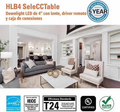Vista 8 de HALO HLB HLB4069FS1EMWR - Luz empotrable LED de 4 pulgadas, delgada, sin lata, regulable, con temperaturas de color seleccionables