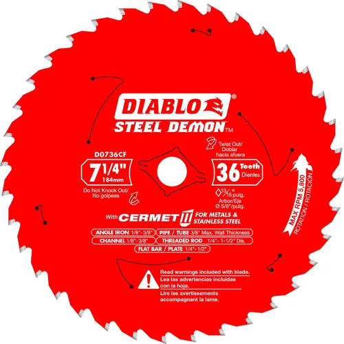 Vista 11 de Diablo Hoja de sierra Demon de acero para metal mediano – 5-1/2 pulgadas de diámetro, 30 dientes TCG, eje de 20 mm, corte de .059 pulgadas, ángulo