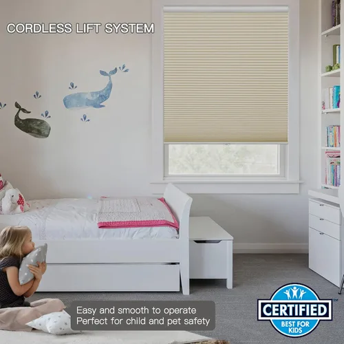 Vista 3 de Persianas celulares opacas sin cordón, persianas celulares para puertas de ventanas, persianas y persianas de panal para el hogar, cocina