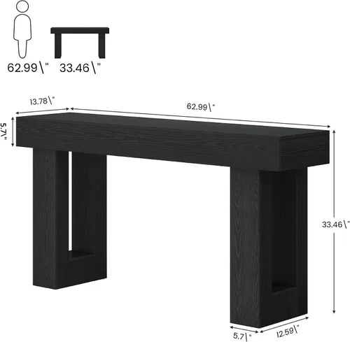 Vista 2 de Tribesigns - Mesa consola de 63 pulgadas de largo, mesa de sofá rectangular de madera detrás del sofá, mesa de entrada estilo granja para entrada