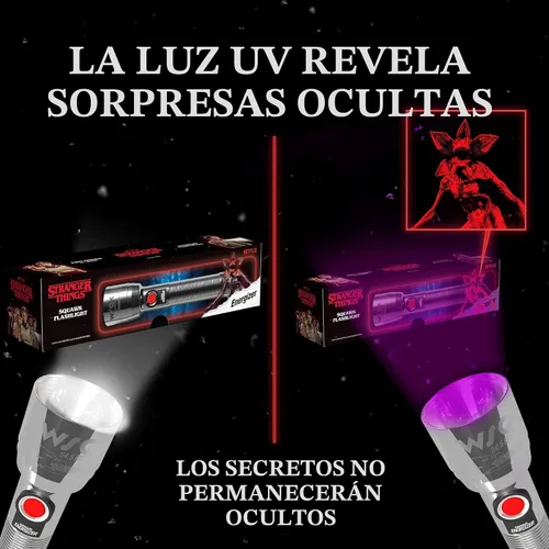 Vista 4 de Energizer Stranger Things Squawk Retro Linterna LED, Linterna de Camping Resistente al Agua y Testada contra Caídas, Edición Limitada, 250 Lúmenes