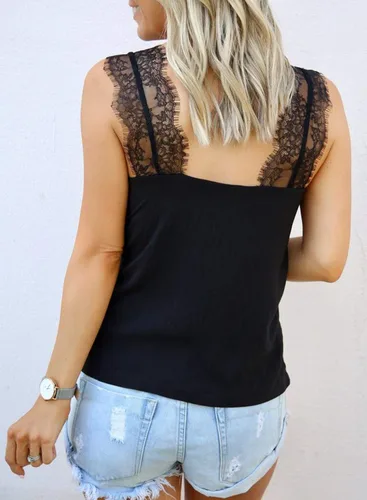 Vista 3 de Blencot - Blusa de tirantes para mujer, cuello en V, estilo casual, suelta, sin mangas