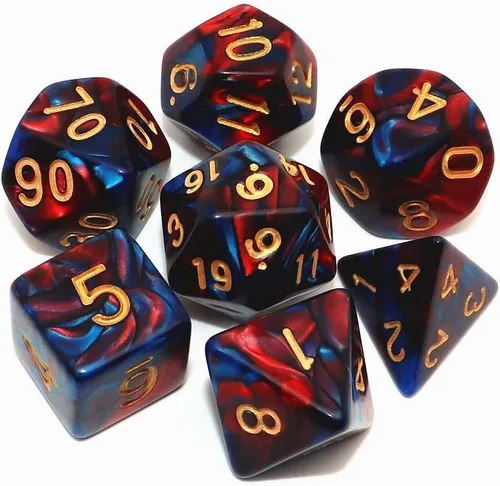 Vista 14 de DND - Juego de dados de nebulosa negra mezcla azul oscuro para Dungeon and Dragons D&D RPG juegos de rol, 7 dados poliédricos con bolsa de dados