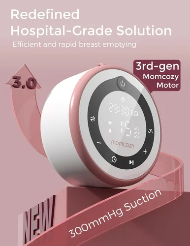 Vista 2 de Momcozy - Bomba extractora de leche V1 Pro de grado hospitalario, sacaleche portátil y manos libres, bomba eléctrica mejorada con 3 ritmos ajustados