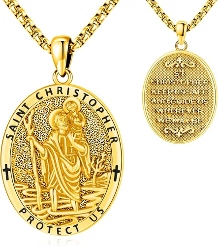 Vista 47 de Collar de San Patrono de Plata de Ley 925 St 01-Virgen María-Oro