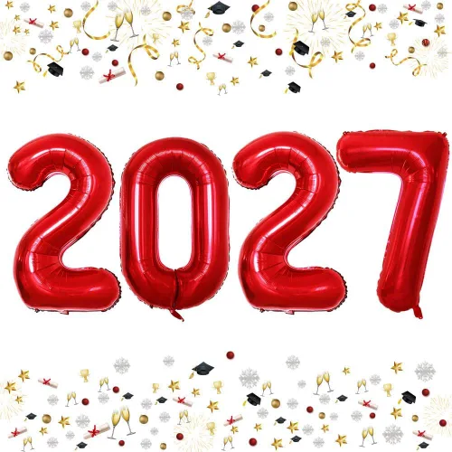 Vista 18 de GOER Globos de papel de aluminio 2026 para fiesta de Año Nuevo, suministros de fiesta, decoraciones de graduación (negro, 16 pulgadas)