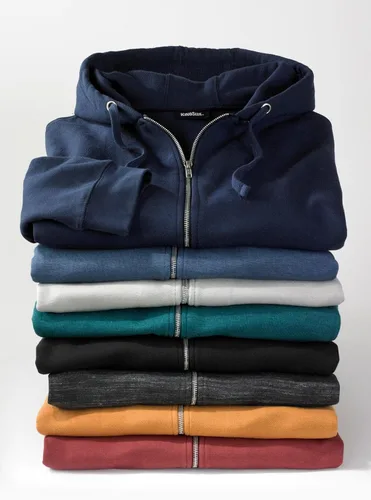 Vista 8 de KingSize - Chaqueta de forro polar con capucha y cremallera frontal para hombre Negro