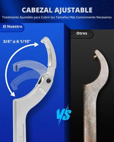 Vista 2 de OMT - Juego de llaves inglesas ajustables de 8 piezas, herramienta de suspensión de 3/4-6.1 pulgadas