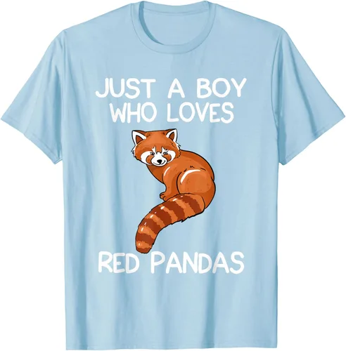 Vista 102 de Just A Boy Who Loves Red Pandas Gift - Camiseta con diseño de panda roja, Negro, S