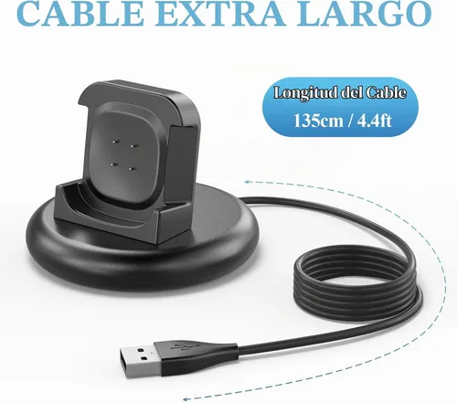 Vista 3 de Vancle Cargador para Fitbit Versa 4/3, base de carga antideslizante con cable USB de 4.4 pies para reloj inteligente Sense 2/Sense