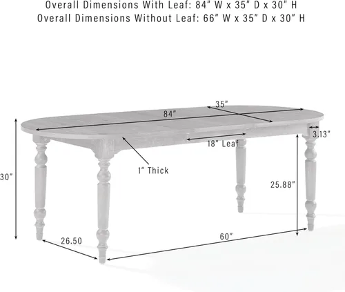 Vista 3 de Crosley Furniture Mesa de comedor Daphne, extensión de hojas