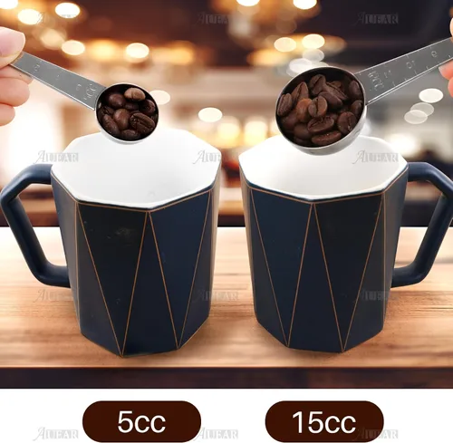 Vista 9 de AUEAR, Endurance - Cuchara medidora de café de acero inoxidable, 1 cucharada y 1 cucharadita de mango largo con marca de garrapata para té y azúcar