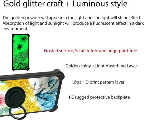 Vista 3 de jioeuinly JSH-SHS - Funda para Huawei Nova Y91 compatible con Huawei Nova Y91 con protector de pantalla de vidrio templado, soporte de anillo