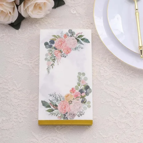 Vista 16 de Efavormart - Paquete de 20 servilletas de papel con estampado de hojas de eucalipto verde con una textura suave de 2 capas absorbente para bodas