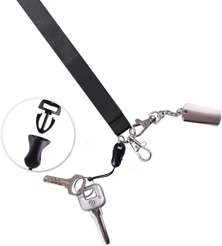 Vista 4 de Cordones de identificación negros para portatarjetas de identificación, cordones negros de seguridad para llaves, mujeres, hombres, cordón