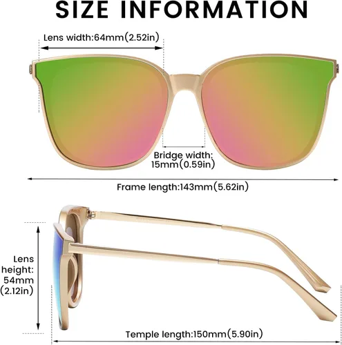 Vista 3 de Duco - Lentes de sol redondos vintage para mujeres y hombres con protección UV de moda para la playa