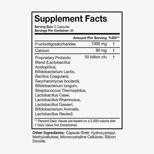 Vista 2 de Terra Health Essentials Probióticos avanzados 50 mil millones de UFC Reduce la hinchazón y los gases, apoyo inmunológico Suministro para 30