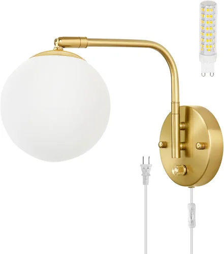 Vista 10 de VATONI Aplique de Pared Regulable Enchufable con Brazo Articulado, Luces de Pared con Cable de Enchufe y Interruptor de Perilla Regulador