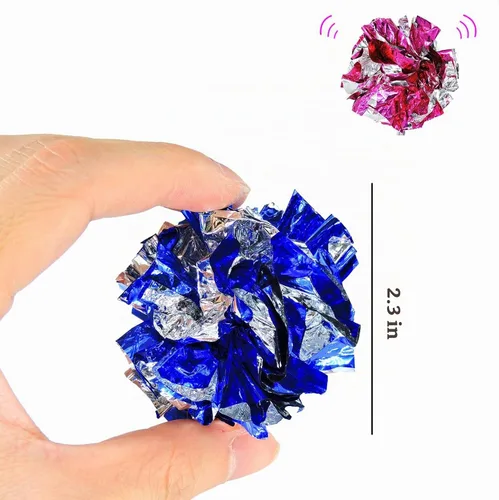Vista 2 de Andiker 10 bolas arrugadas para gatos, de 2.36 pulgadas, 5 colores, juguetes interactivos para gatos de interior para masticar, perseguir, golpar