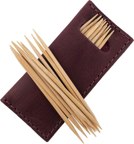 Vista 13 de Hide & Drink, Juego de 4 estuches para púas de dientes, accesorios de cocina, cuero de grano completo, hecho a mano, marrón bourbon