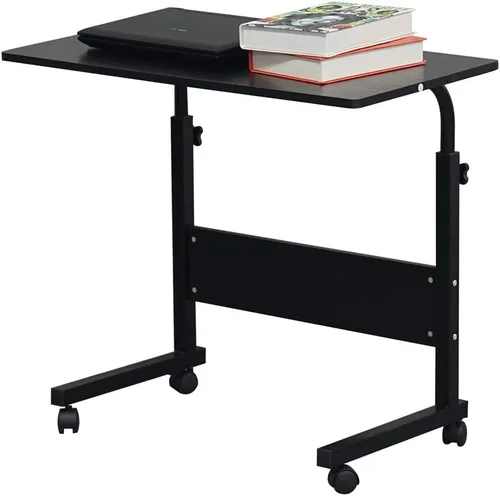 Vista 8 de Mesa auxiliar móvil, carrito de escritorio para laptop, mesa ajustable sobre la cama con ruedas, soporte de computadora para cama, sofá, sala