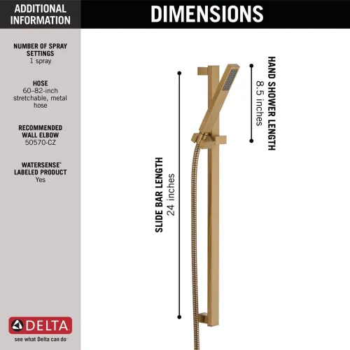 Vista 3 de Delta - componentes universales para regadera, regadera manual con soporte para pared, 57530-CZ