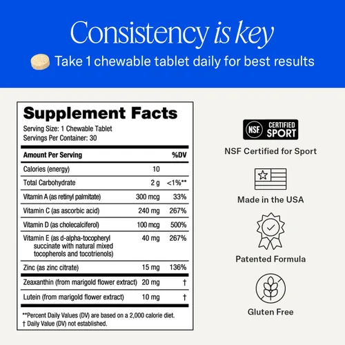 Vista 6 de EyePromise Vizual Edge Chew Performance - Vitamina para los ojos con certificación NSF para el deporte y la vitamina oficial para los ojos