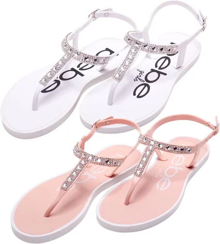 Vista 5 de bebe Sandalias para niña Paquete de 2 sandalias de tanga con diamantes de imitación con hebilla y correa de talón (niño pequeñoniño grande)