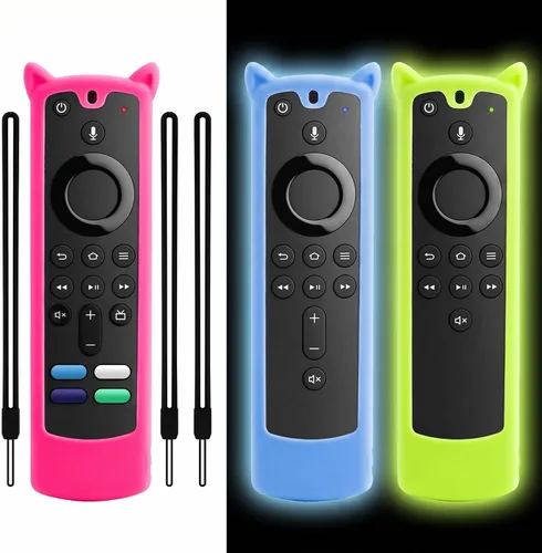 Vista 7 de Paquete de 2 fundas protectoras para control remoto, funda de silicona para control remoto que brilla en la oscuridad con cordón