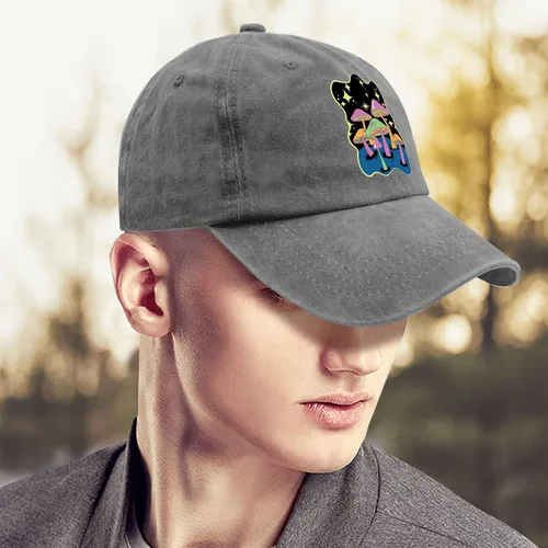 Vista 4 de devor Hat Magic Mushroom Baseball Cap for Men Funny Denim Cap Adjustable