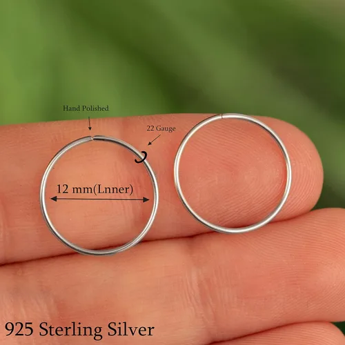Vista 97 de Aretes de aro de oro de plata – Aretes de aro para mujer, dos piezas de aros de plata fina rellenos de oro, aro de hélice, anillo de tragus, aro