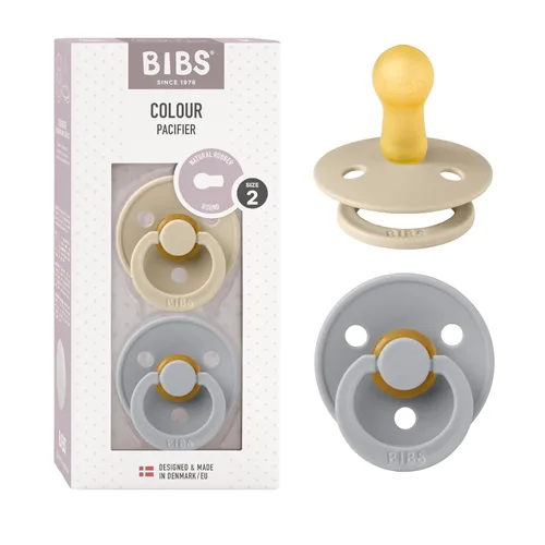 Vista 107 de BIBS - Paquete de 2 chupetes para bebés, goma natural libre de bisfenol A, hechos en Dinamarca, colección Colour, para bebés de 18+ meses, azul bebé
