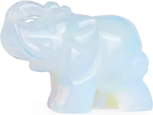 Vista 6 de Figura decorativa de elefante de 2 pulgadas, regalos para mujeres adultas, cristal de la suerte, para interiores y exteriores, jaspe oceánico