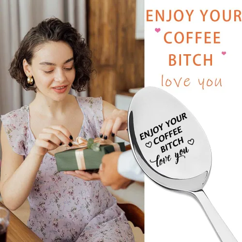 Vista 3 de Cuchara de regalo para mejores amigas, regalos para mujeres y hombres, divertidas cucharas de café para mejores amigos, regalos de cumpleaños