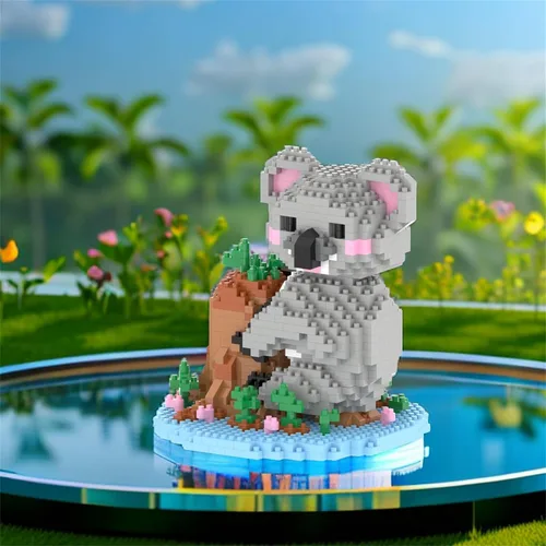 Vista 5 de Larcele Animal Series - Juego de micro bloques de construcción de animales, mini ladrillos de juguete de construcción 3D, 1000 piezas KLJM-07 (Koala)